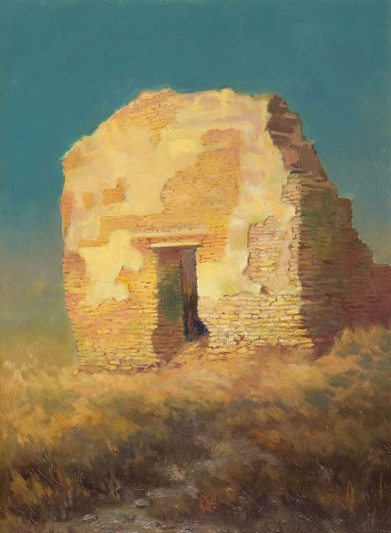La Soledad Mission ruin painting by Carl Ahrens