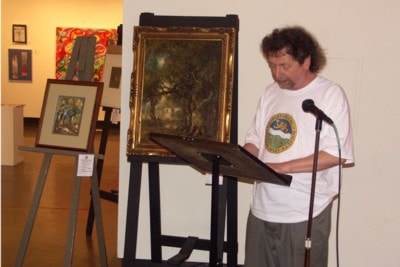 rych mills speaking at the Carl Ahrens Day event at the Kitchener/Waterloo Art Gallery
