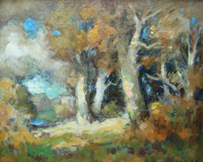 Untitled Landscape with House and Pond