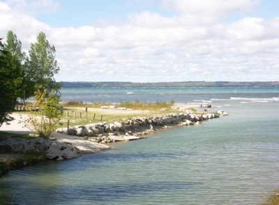 Rocky shoreline and water at Leith