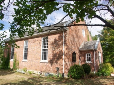 Historic brick church in Leith
