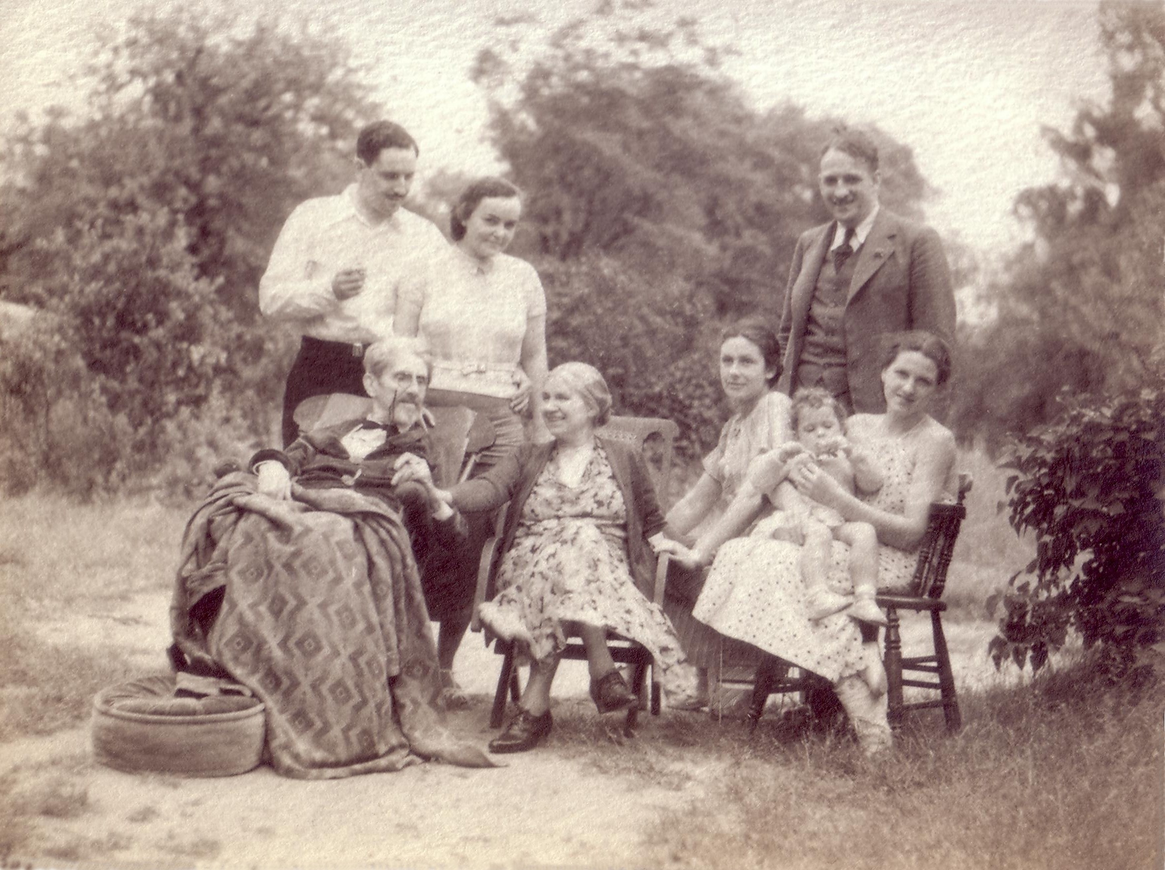The Ahrens family gathered at Big Trees in June 1935
