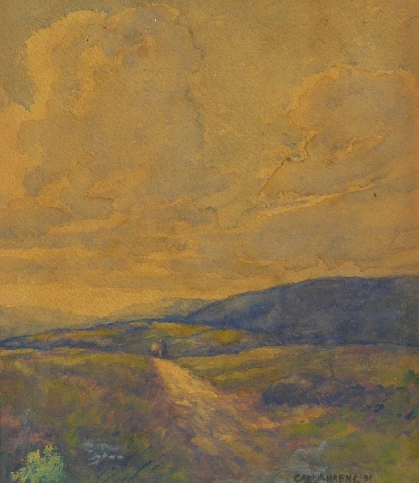 Pathway in the Hills — watercolor on paper by Carl Ahrens, 1931, Collection of Kim Bullock