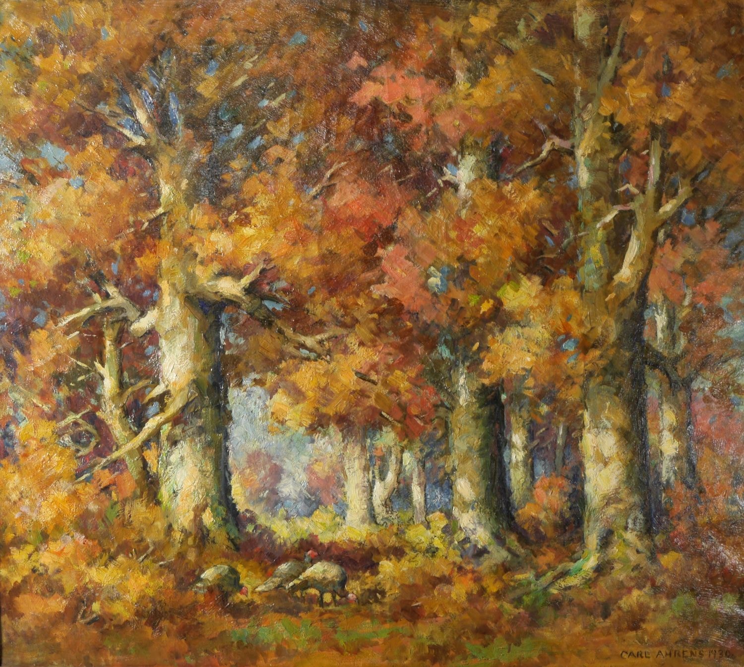 The Feeding Ground — oil on canvas by Carl Ahrens, 1930, Private Collection