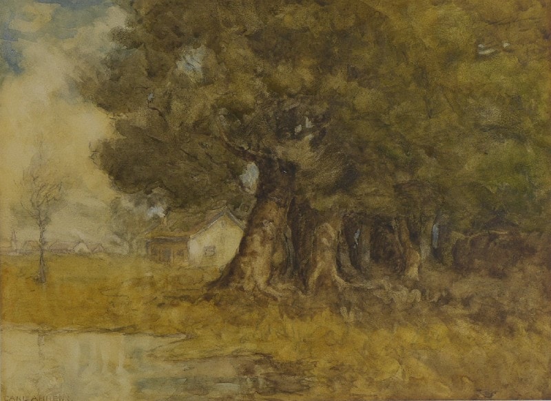 Untitled Edge of the Wood — watercolor on paper by Carl Ahrens, Collection of Sandu Sindile
