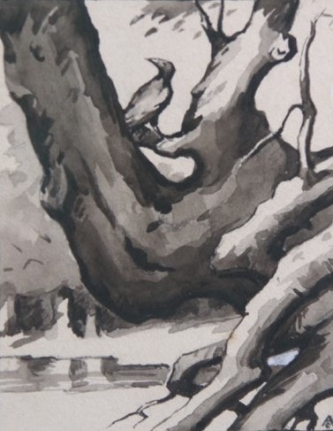The Crow — watercolor by Carl Ahrens