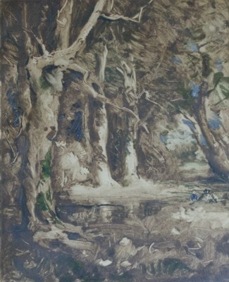 The Pool — duo print hand tinted by Carl Ahrens