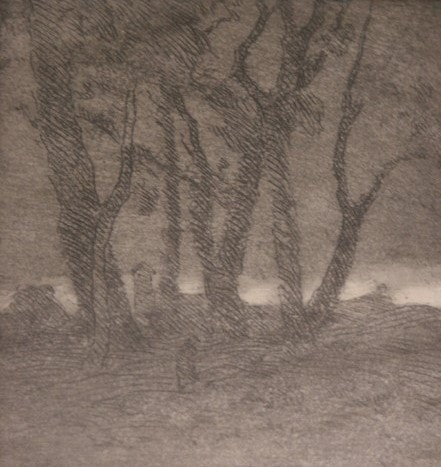 Clump of Trees — drypoint by Carl Ahrens