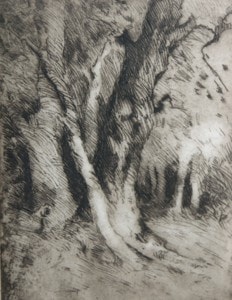 The Evening Sun — etching by Carl Ahrens