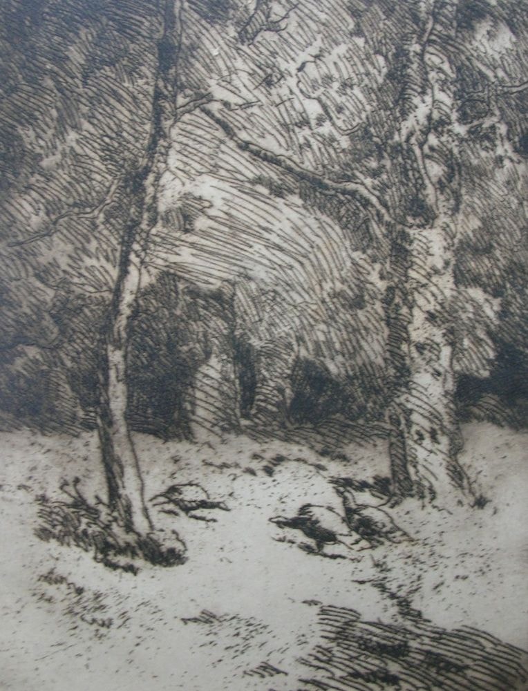 Turkeys — etching by Carl Ahrens