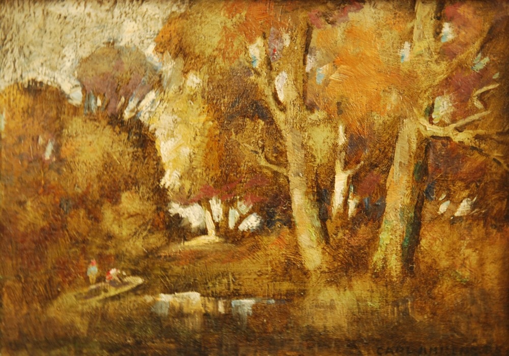 Evening in Surrey by Carl Ahrens before restoration