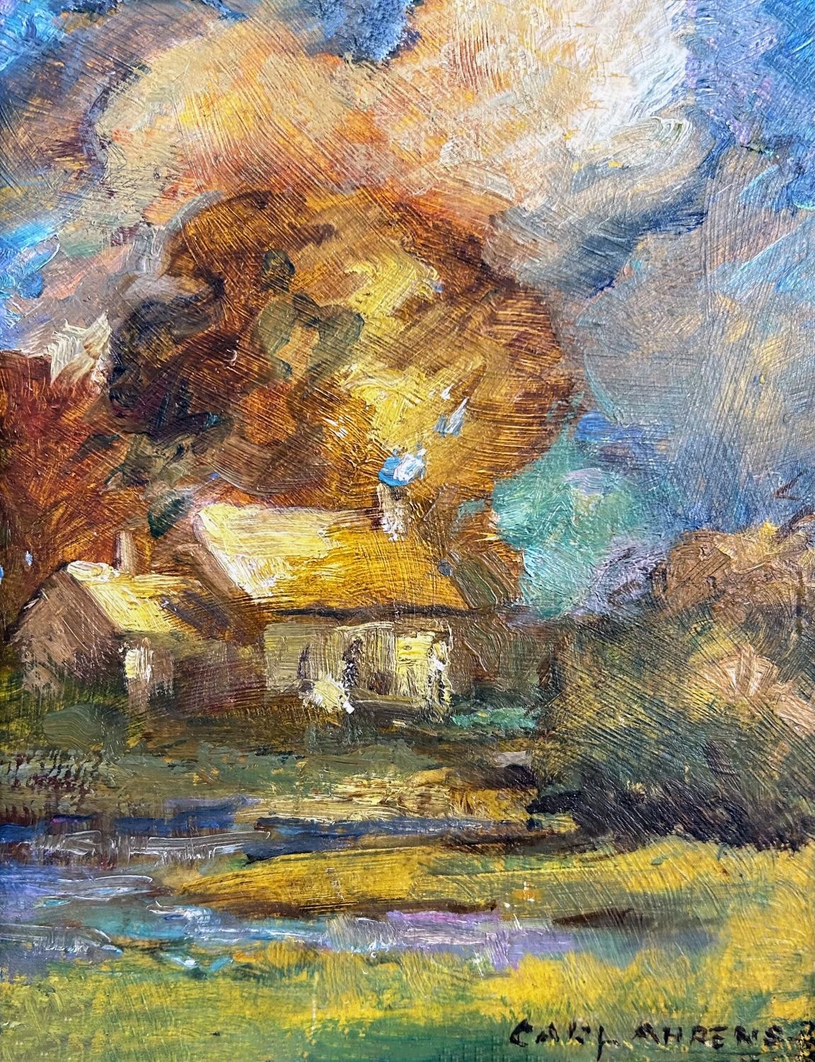 House and Pond by Carl Ahrens after restoration