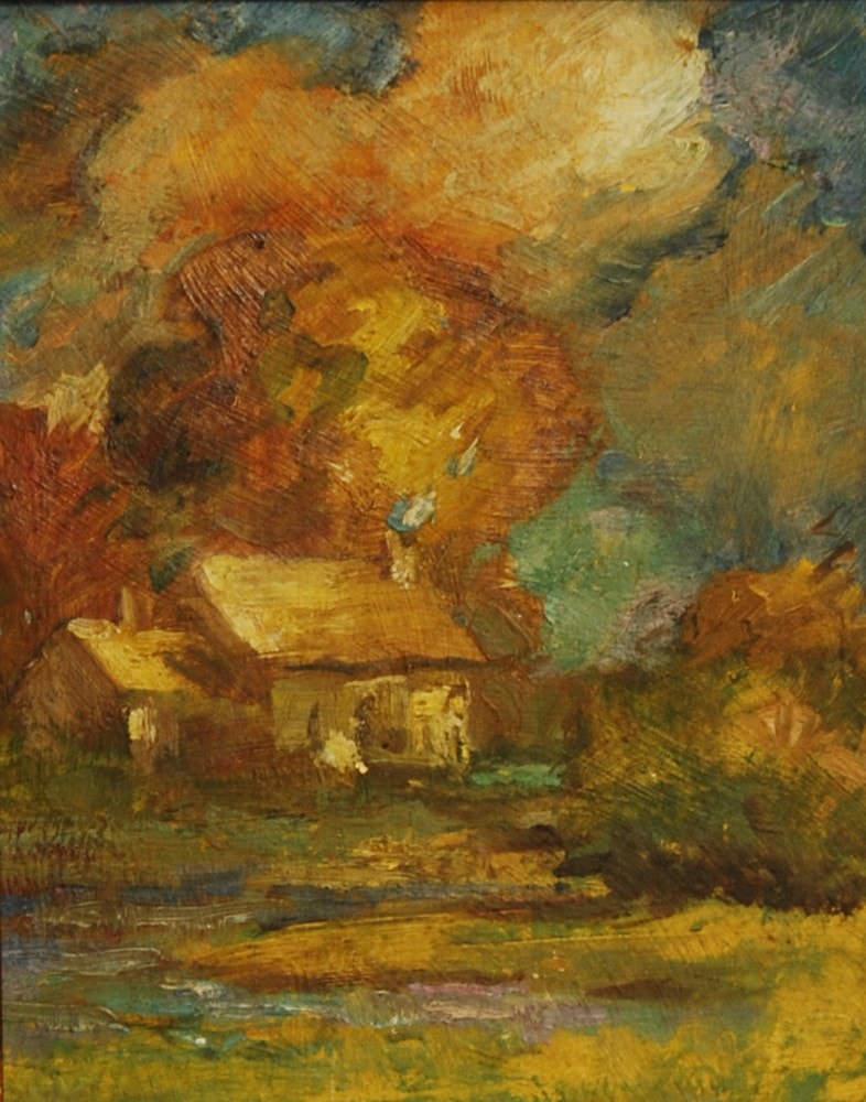 House and Pond by Carl Ahrens before restoration