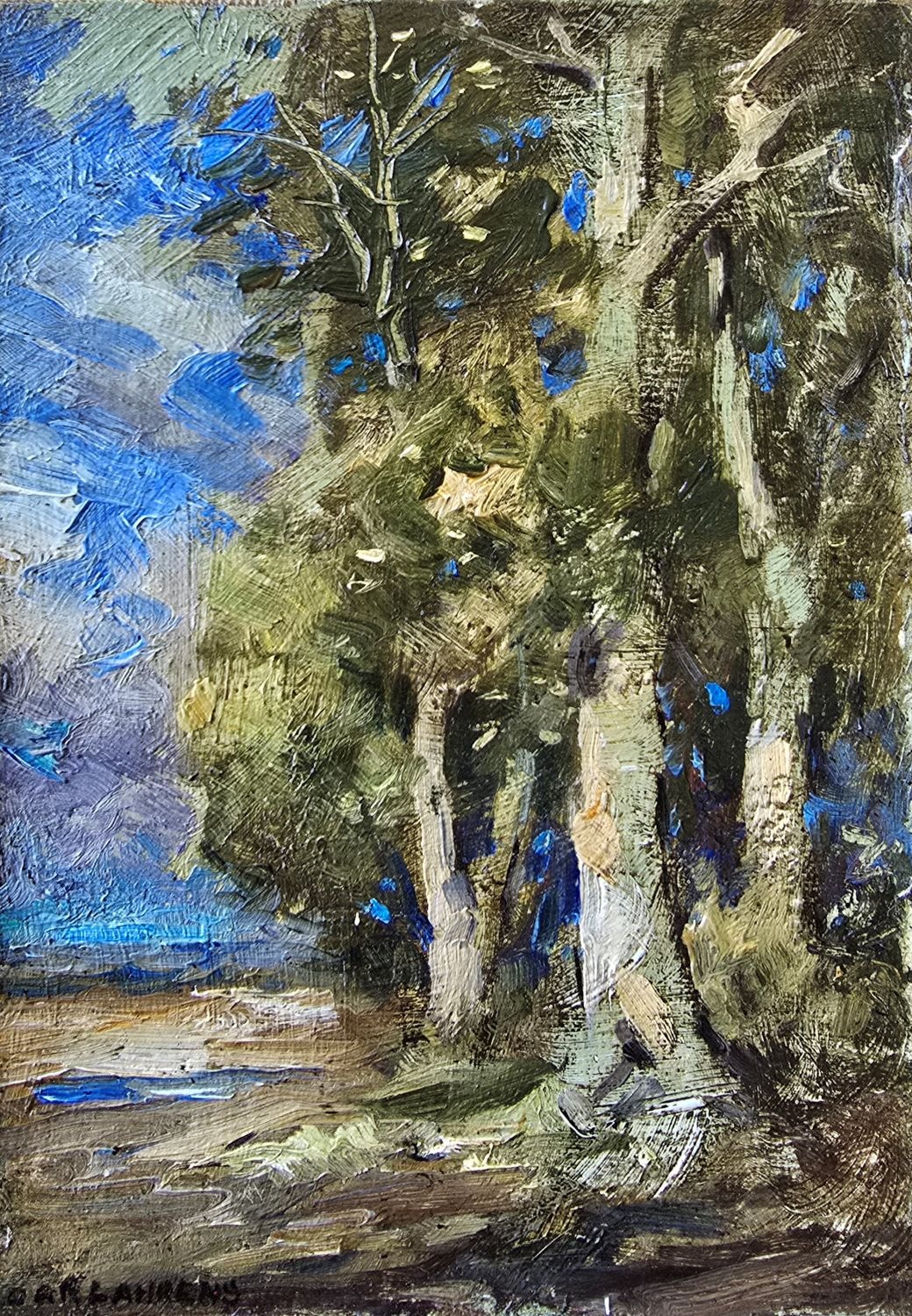 Untitled landscape by Carl Ahrens after restoration by Sandu Sindile