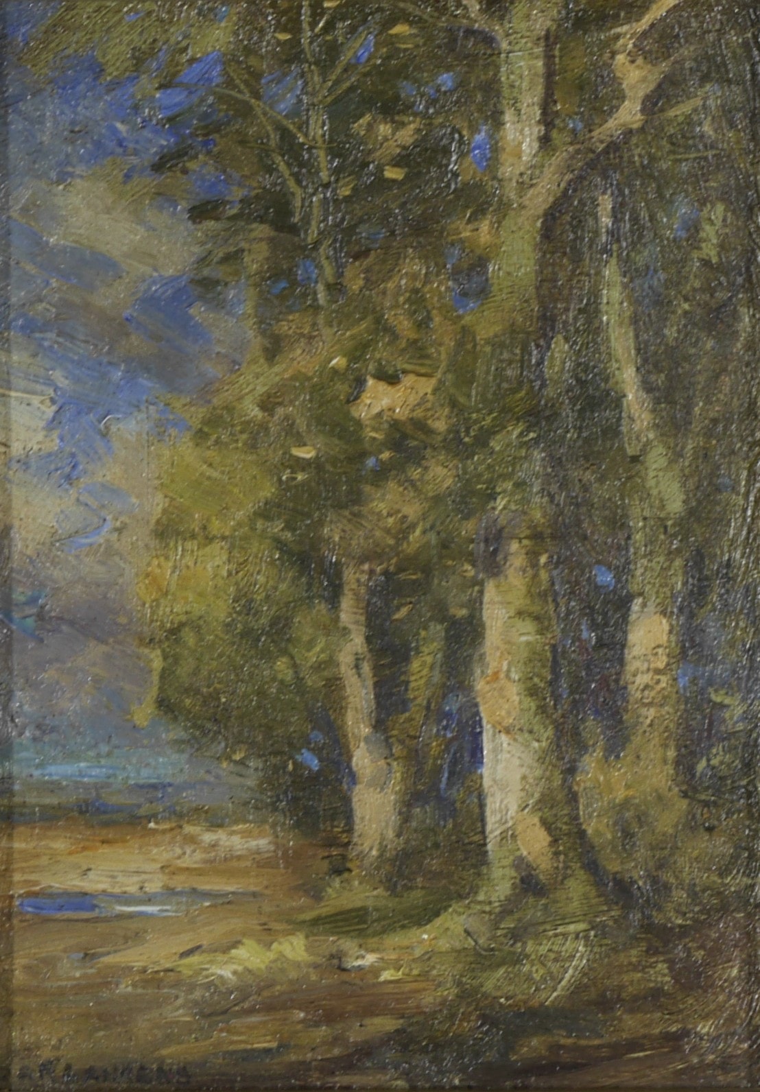 Untitled landscape by Carl Ahrens before restoration