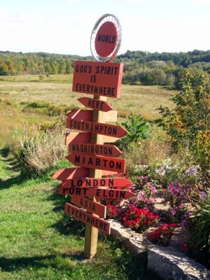 Directional signpost at the Saugeen Reservation