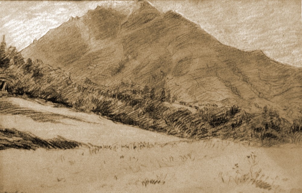 Charcoal sketch of Mt. Tamalpais, California, Carl Ahrens