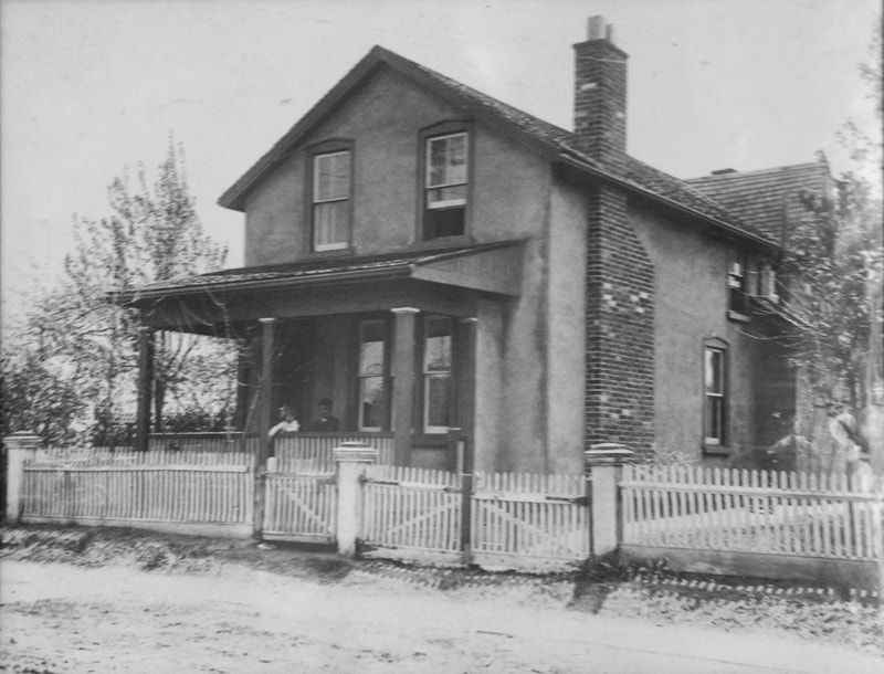 Ahrens and his daughter Chloris on the porch of the Lambton Mills house